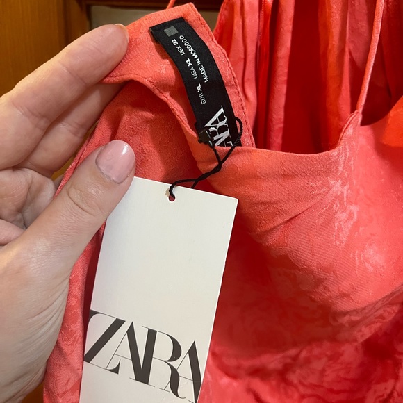 NWT ZARA Pink Roses Twist Front mini dress, XL - Picture 3 of 4